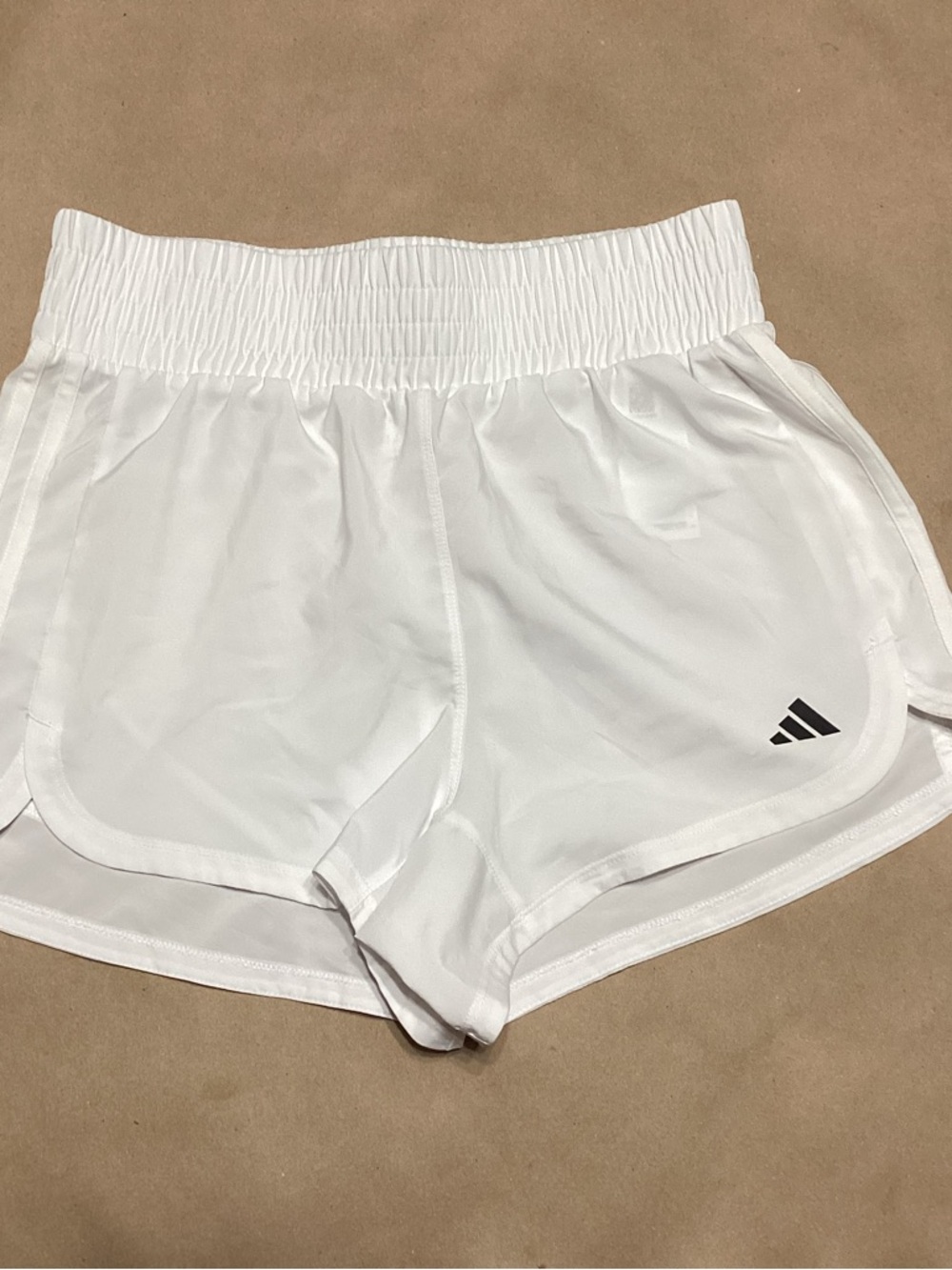 adidas White Women's Athletic Shorts with Elastic Smocked Waist